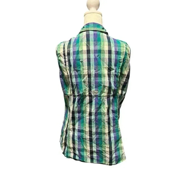 Columbia‎ PFG Size M/L Green Blue Plaid Vest - Picture 2 of 8
